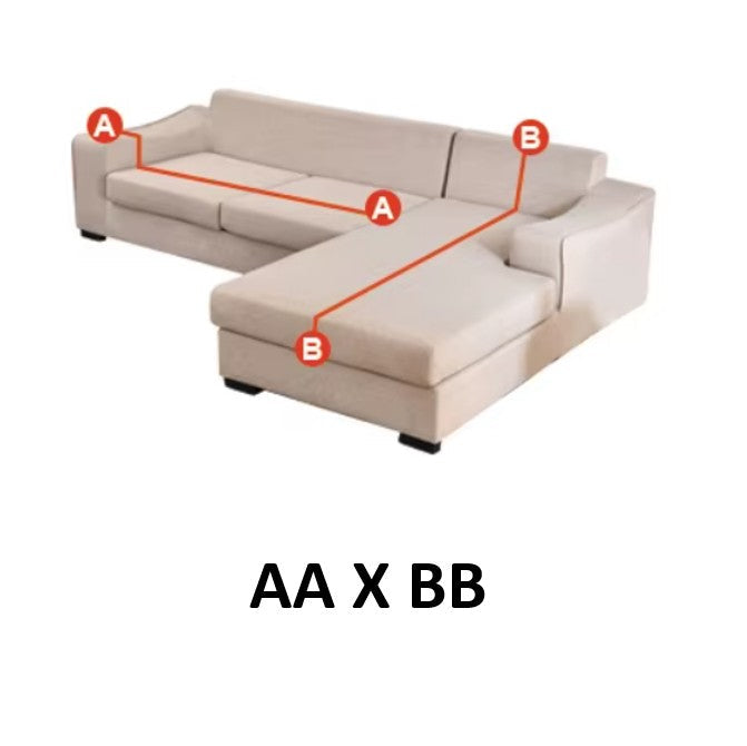 housse de canapé d'angle pour informer sur une image comment prendre les mesures